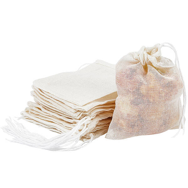 Beebeecraft 25Pcs Cotton Filter Bags Reusable Produce Bags Drawstring Muslin Bags with Drawstring for Spice