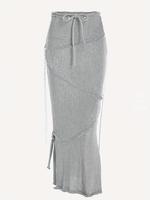 Women's Drawstring Split Side Tassel Sweater Skirt, Fashion Solid Color Tie Side Pencil Skirt, Skirts for Women, Clothes Wome...