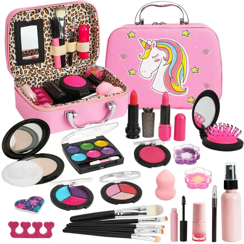Colourful Children's Make-up Set, Portable Role-Play Toy, 23 Pieces per Set including compact powder, powder puff, lipstick, ...