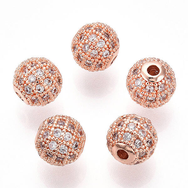 Rack Plating Brass Cubic Zirconia Beads