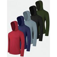5 Pack Men's Athletic Hoodies Long Sleeve Fishing Shirts For Men UPF SPF UV Sun Protection Shirts Lightweight Rash Guards