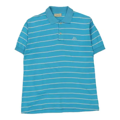 Kappa Striped Polo Shirt - Medium Blue Cotton