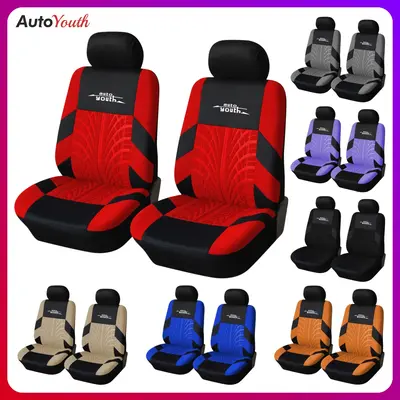 Universal Car Seat Covers for Front Seats 1 Set, Breathable Stylish Fabric Car Seat Protectors, Airbag Compatible, Fits Most ...