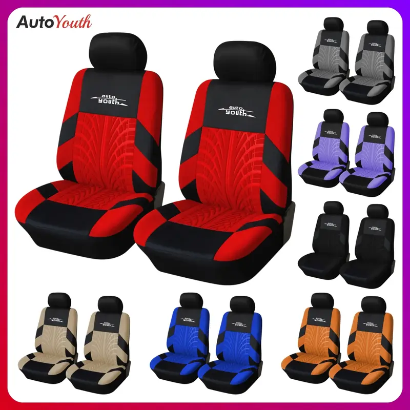 Universal Car Seat Covers for Front Seats 1 Set, Breathable Stylish Fabric Car Seat Protectors, Airbag Compatible, Fits Most ...