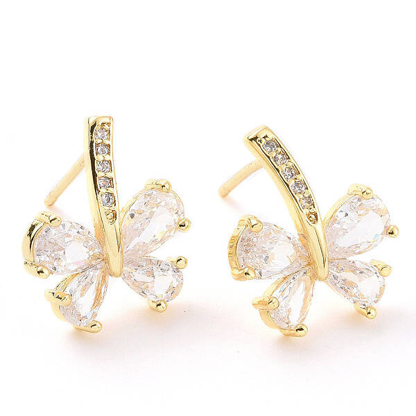 Clear Cubic Zirconia Butterfly Stud Earrings