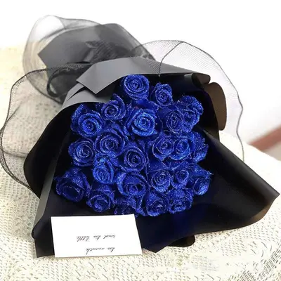 Personalized Valentine's Day Bridal Bouquet Preserved Fresh Flower | Color: Blue | style: 25 Flower