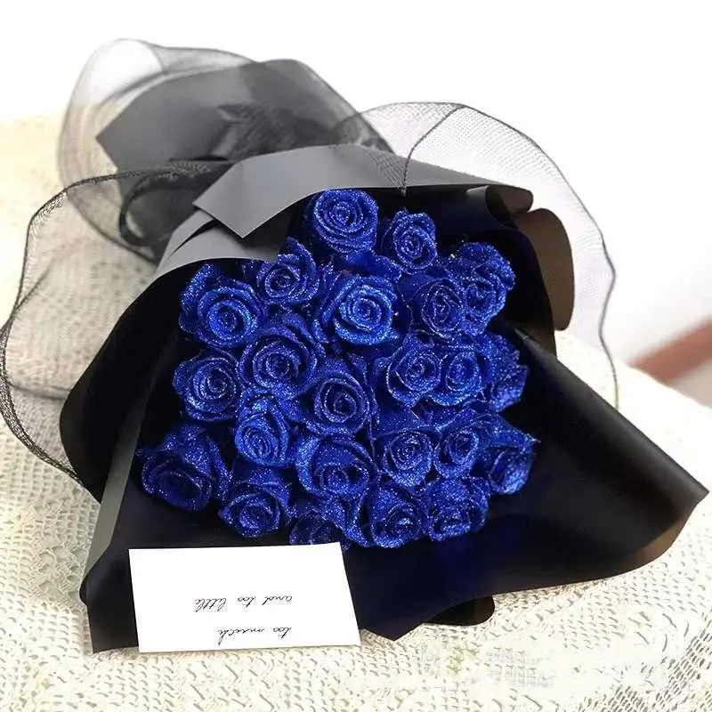 Personalized Valentine's Day Bridal Bouquet Preserved Fresh Flower | Color: Blue | style: 25 Flower
