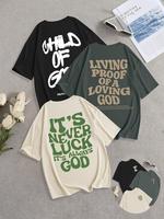 Women's Letter Print Round Neck Tee, Fashion Casual Drop Shoulder Short Sleeve T-shirt, Graphic Tees Women, Ladies Summer Clo...