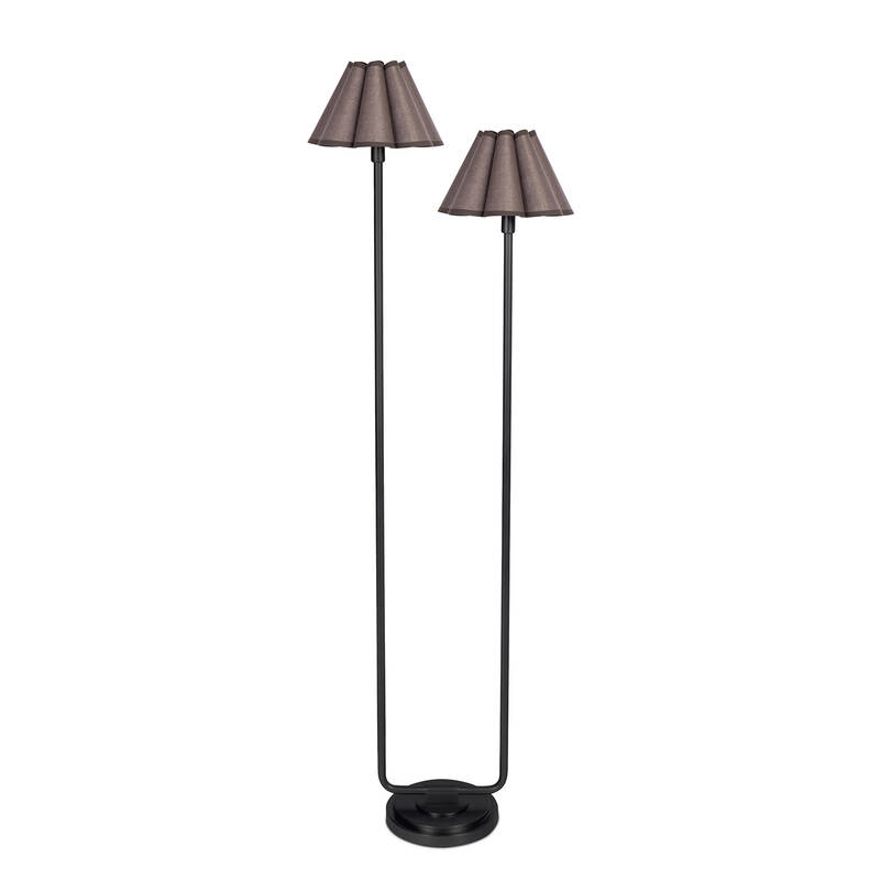 Polly Floor Lamp (Blackened Brass with Umber Scalloped Shade)