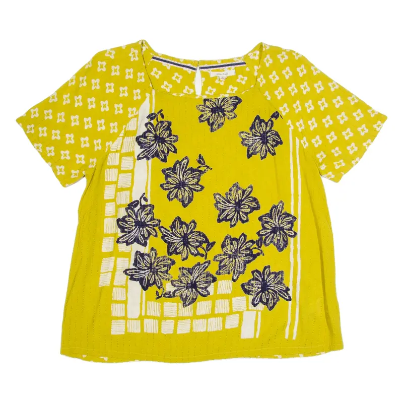 WHITE STUFF Womens Printed Top Yellow Floral UK 14
