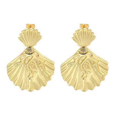 Rack Plating Shell Shape Brass Stud Earrings for Women
