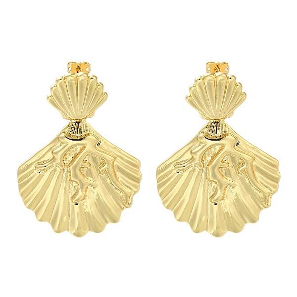 Rack Plating Shell Shape Brass Stud Earrings for Women