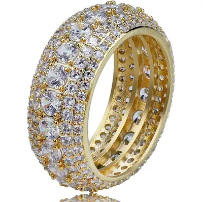 10K Gold 7 CT.T.W. Lab Created Diamond Statement Bling Pinky Wedding Band for Men D Color VVS-VS Clarity 3EX