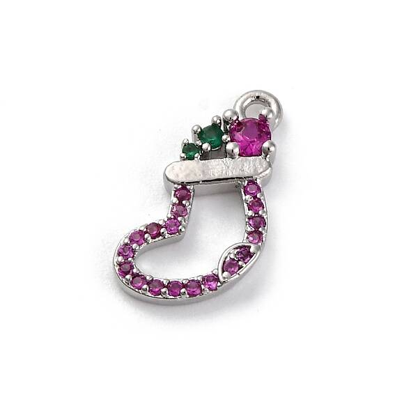 Christmas Series Brass Micro Pave Cubic Zirconia Pendants