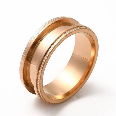 201 Stainless Steel Grooved Finger Ring Settings