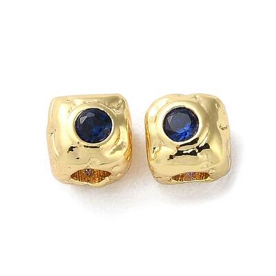 Brass Micro Pave Cubic Zirconia Beads