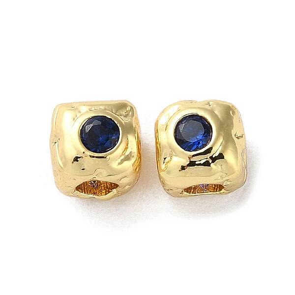 Brass Micro Pave Cubic Zirconia Beads