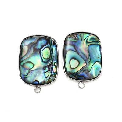 304 Stainless Steel Pave Natural Paua Shell Stud Earring Findings