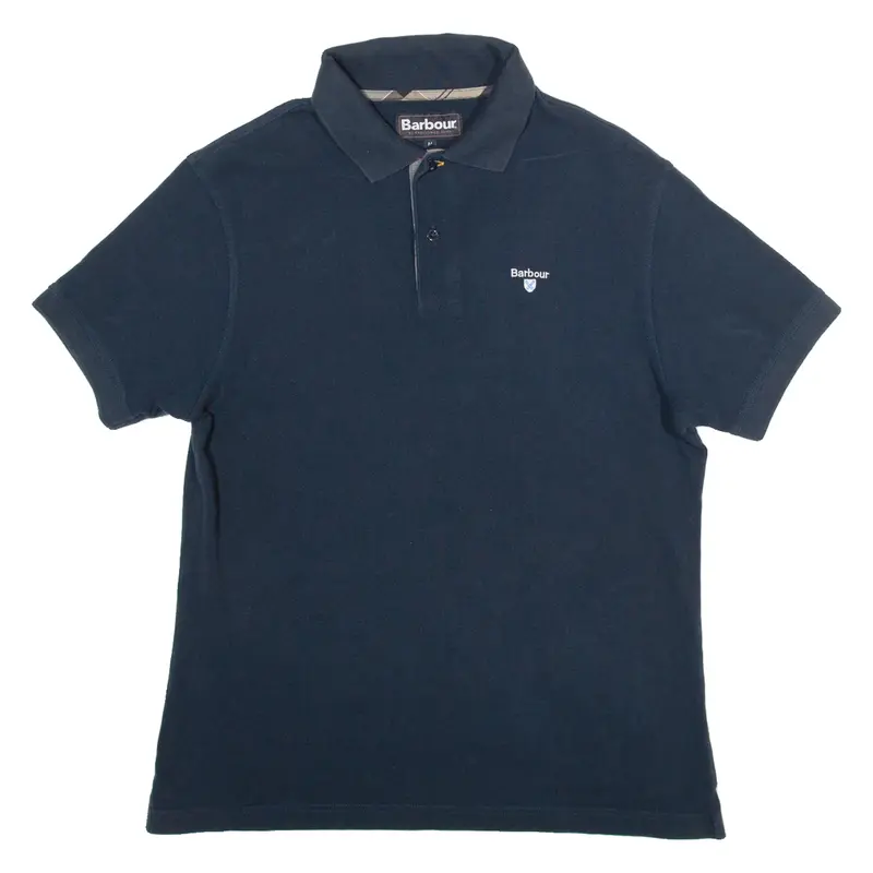 BARBOUR Mens Polo Shirt Blue 80s M