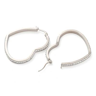 304 Stainless Steel Heart Hoop Earrings