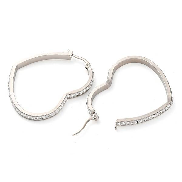 304 Stainless Steel Heart Hoop Earrings