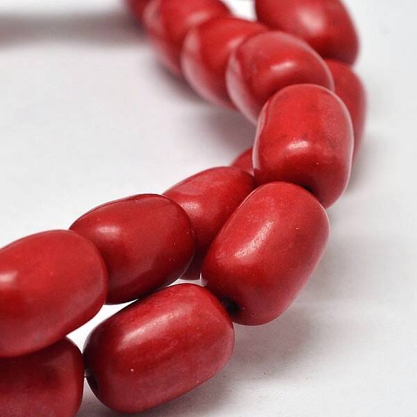 Dyed Barrel Synthetic Turquoise Beads Strands