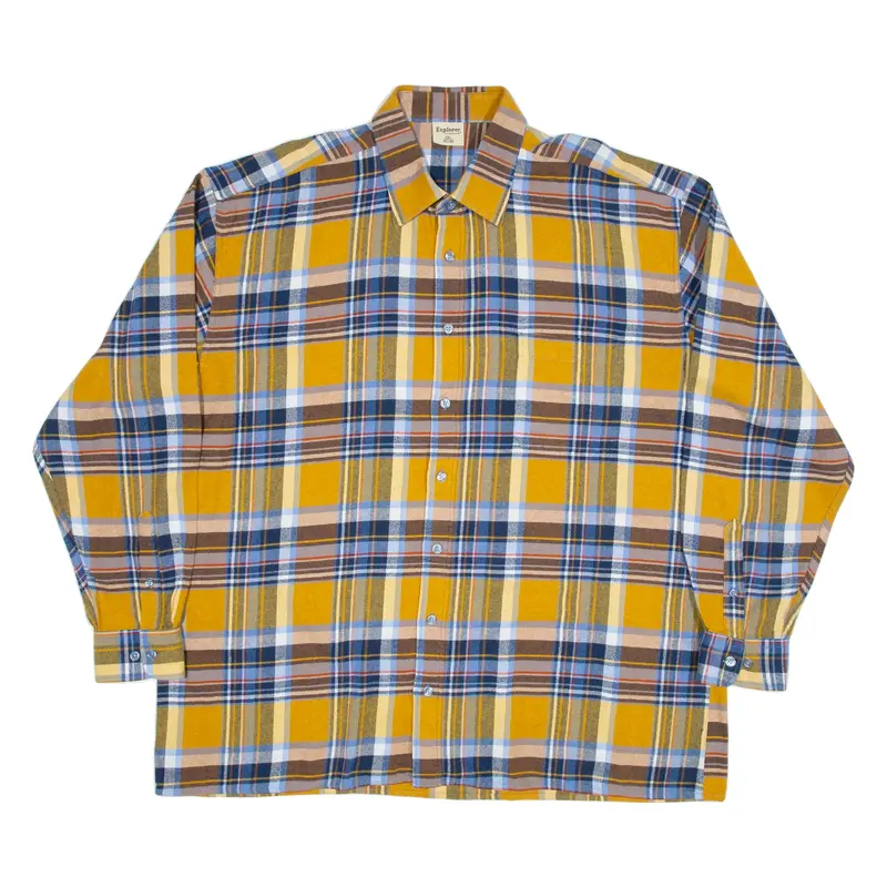 EXPLORER Mens Shirt Orange Check Long Sleeve 2XL