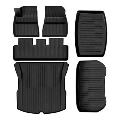 Full Set Floor Mats for 2024 2025 Tesla Model 3 Highland, Includes 2 Rows & Cargo Liner, All-Weather TPE Front, Rear & Cargo ...