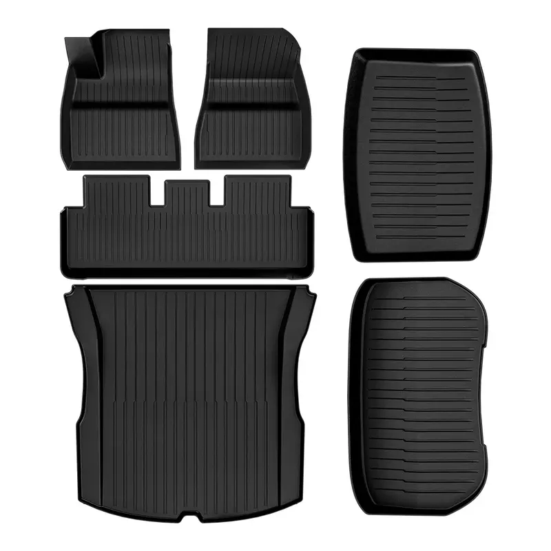 Full Set Floor Mats for 2024 2025 Tesla Model 3 Highland, Includes 2 Rows & Cargo Liner, All-Weather TPE Front, Rear & Cargo ...