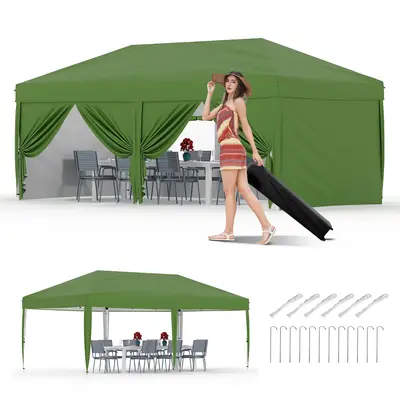 Garvee 10x20 Pop Up Canopy Tent Outdoor Waterproof UV Protection Heavy Duty Metal Frame Foldable with Carry Bag for Camping E...