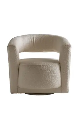 White Bouclé Sculptural Swivel Chair | Andrew Martin Madison