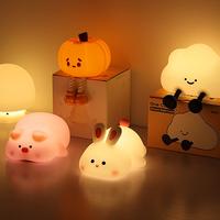 【Super Sale】Multi Functional Silicone Night Light，USB Rechargeable Cute Silicone Soft Touch Control LED Lights, 3-color...