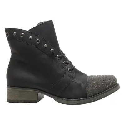 RIEKER Lace-Up Boots Black Leather Womens UK 5