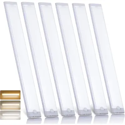 16 inch Under Cabinet Lighting, 120 LEDs Motion Sensor Light Bar Indoor, USB-C Rechargeable 3 Color Temps Dimmable Wireless K...