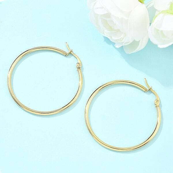 Ion Plating(IP) 304 Stainless Steel Hoop Earrings