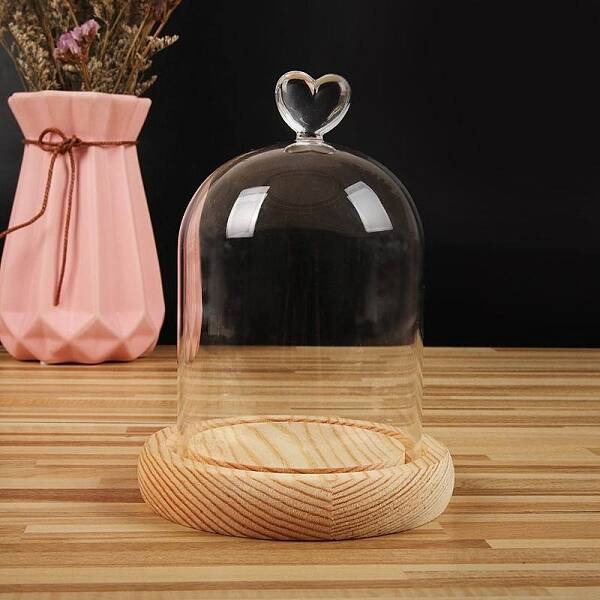Heart Shaped Top Clear Glass Dome Cover
