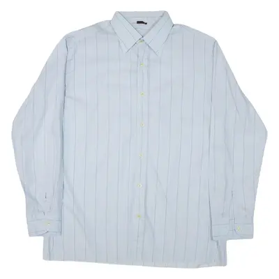 NETTELSTROTH Mens Shirt Blue Striped Long Sleeve L