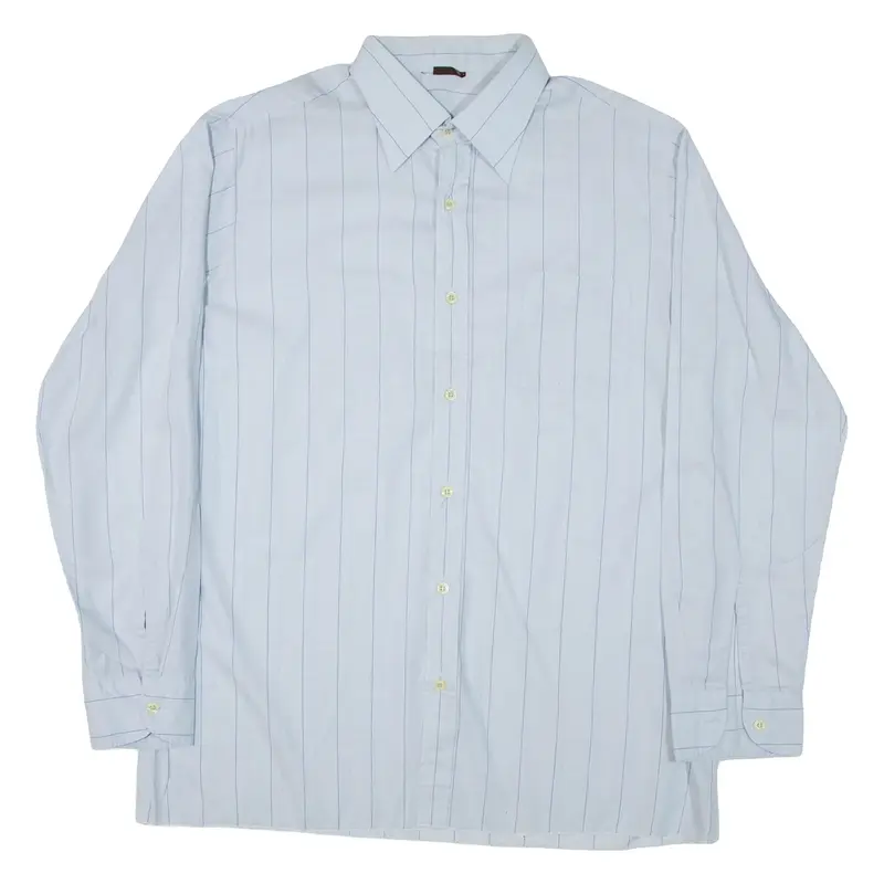 NETTELSTROTH Mens Shirt Blue Striped Long Sleeve L