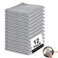 Fathersdaygifts 24/12 Counts Dishwashing Rags for Wet and Dry Multipurpose Stainless Steel Scrubber, Non-Scratch Heavy-Duty D...