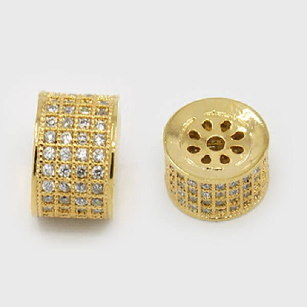Brass Micro Pave Cubic Zirconia Beads