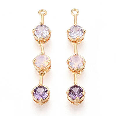 Brass Micro Pave Clear Cubic Zirconia Pendants