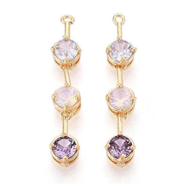 Brass Micro Pave Clear Cubic Zirconia Pendants