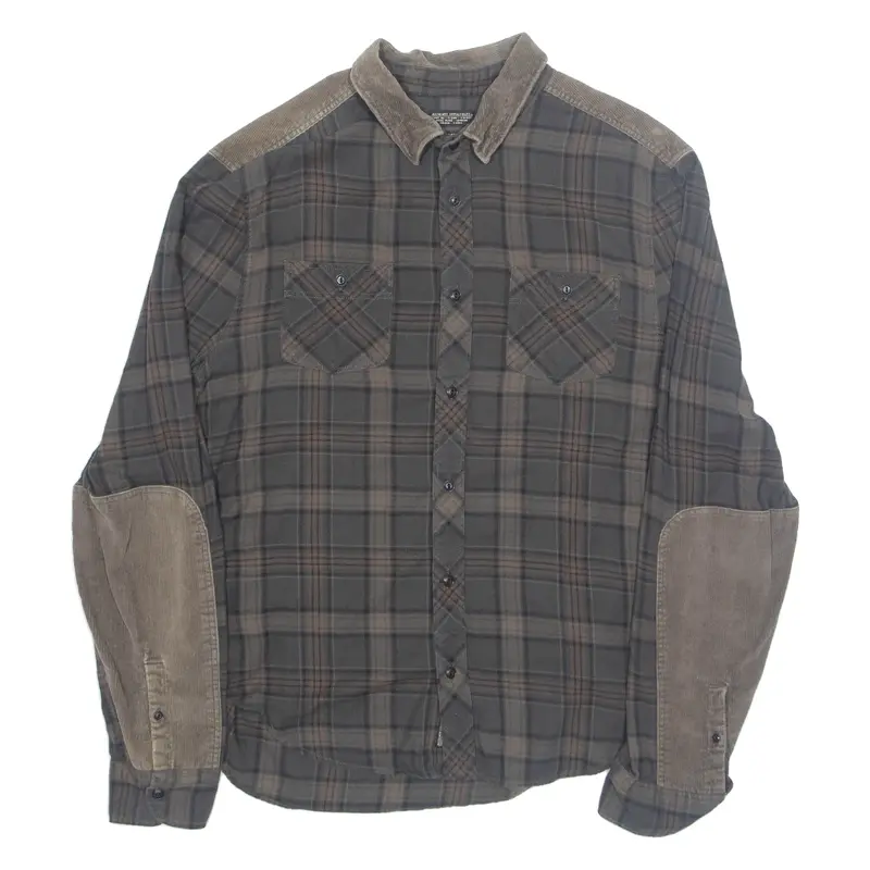 ALL SAINTS Mens Shirt Brown Check Long Sleeve L