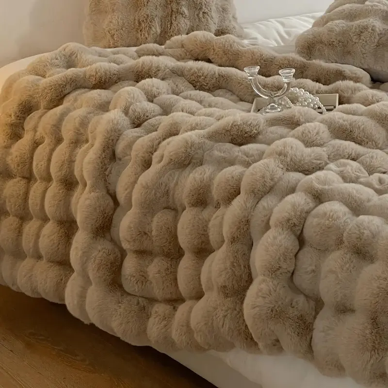Bedroom Decor Fluffy Blanket, 800gsm Soft Comfortable Bedding Plush Blankets, Warm Throw Blanket, Comfy Bedding Supplies for ...