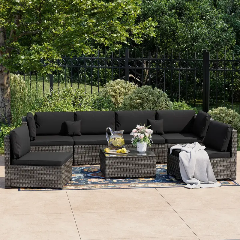 [FallFreshness]LHBCRAFT 7 Pieces Patio Conversation Set, 5 Pieces Patio set, outdoor furniture set, patio furniture set, outd...