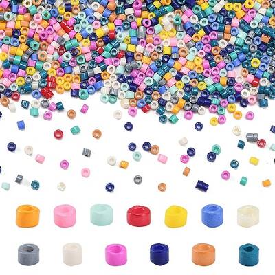 1800Pcs 15 Colors Glass Cylinder Beads