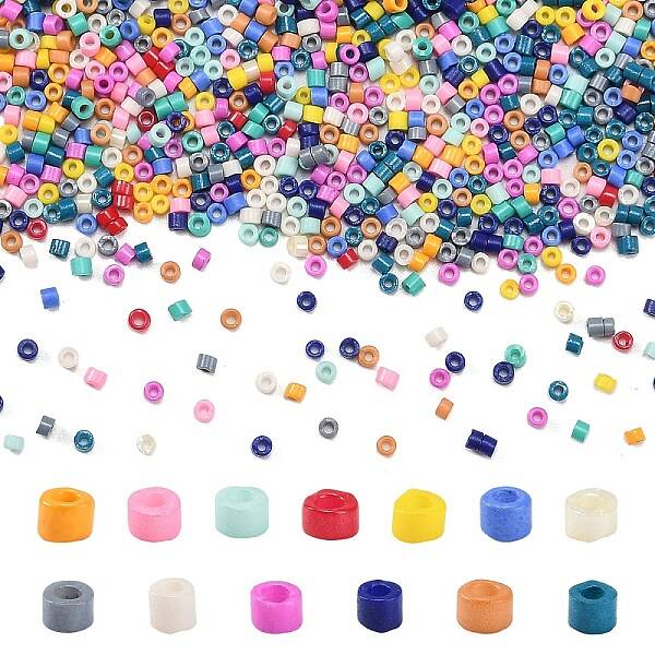 1800Pcs 15 Colors Glass Cylinder Beads