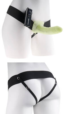 Fetish Fantasy Series for Him or Her Vibrating Hollow Strap-on - Glow in the Dark