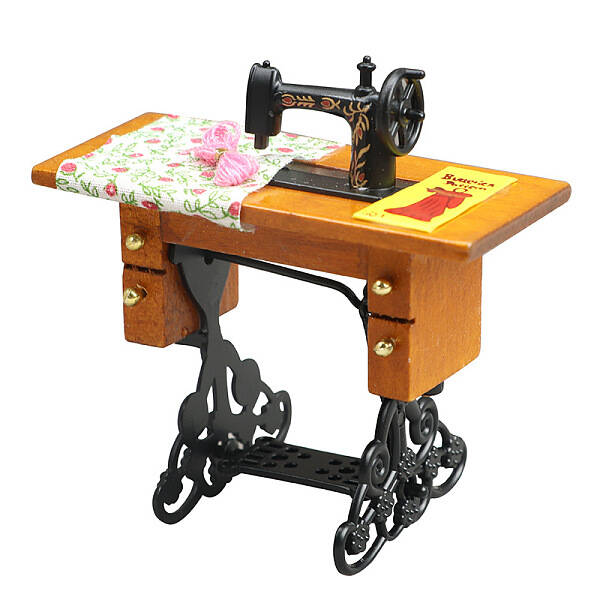 Retro Wood & Metal Mini Sewing Machine