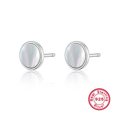 Oval S925 Sterling Silver Inlaid Natural Mother of Pearl Earrings & Bracelet for Women